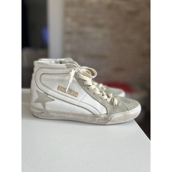 GOLDEN GOOSE SlLIDE off white Mid-Top Sneakers size 38 - Picture 1 of 12